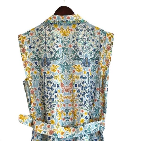 Ranna Gill at Anthropologie Sleeveless Collared Linen Romper Size Large NEW - Picture 7 of 11